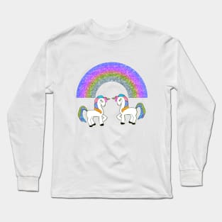 GLITTER RAINBOW UNICORN Long Sleeve T-Shirt